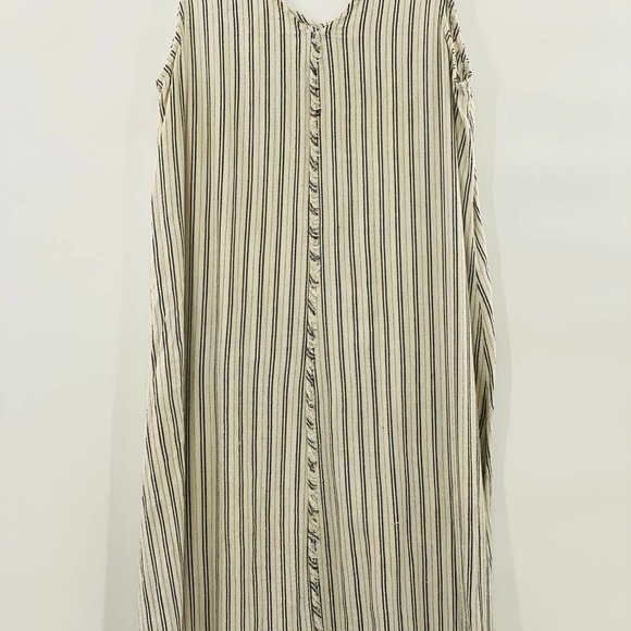 Splendid Tie Waist Midi Dress Asymmetrical Hem Size Extra Large Cream Black - Picture 6 of 10